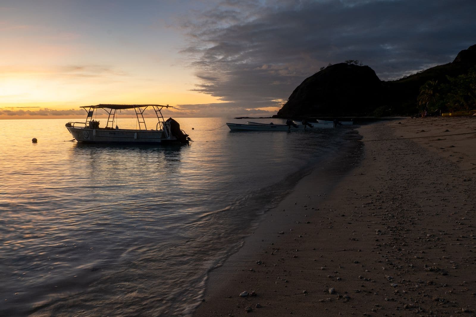 a Fijian lagoon at golden hour