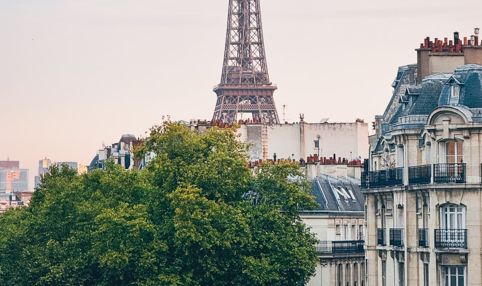Paris rooftops at golden hour