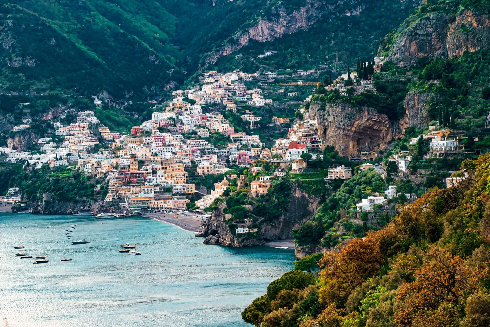 the Amalfi Coast at sunset
