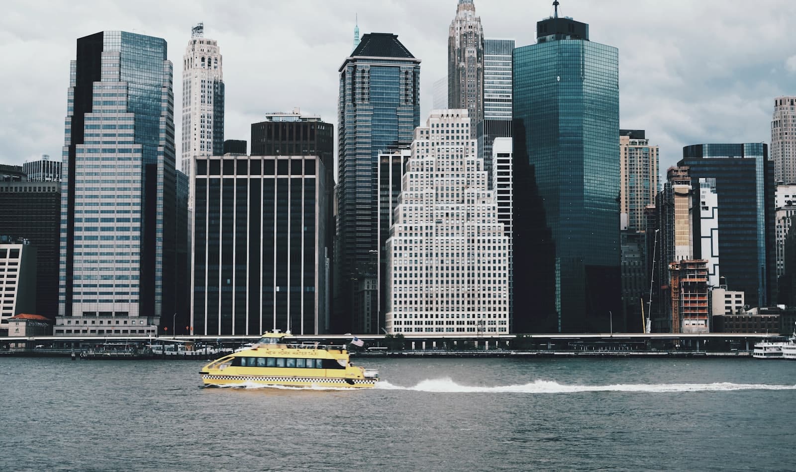 the Manhattan skyline at dusk