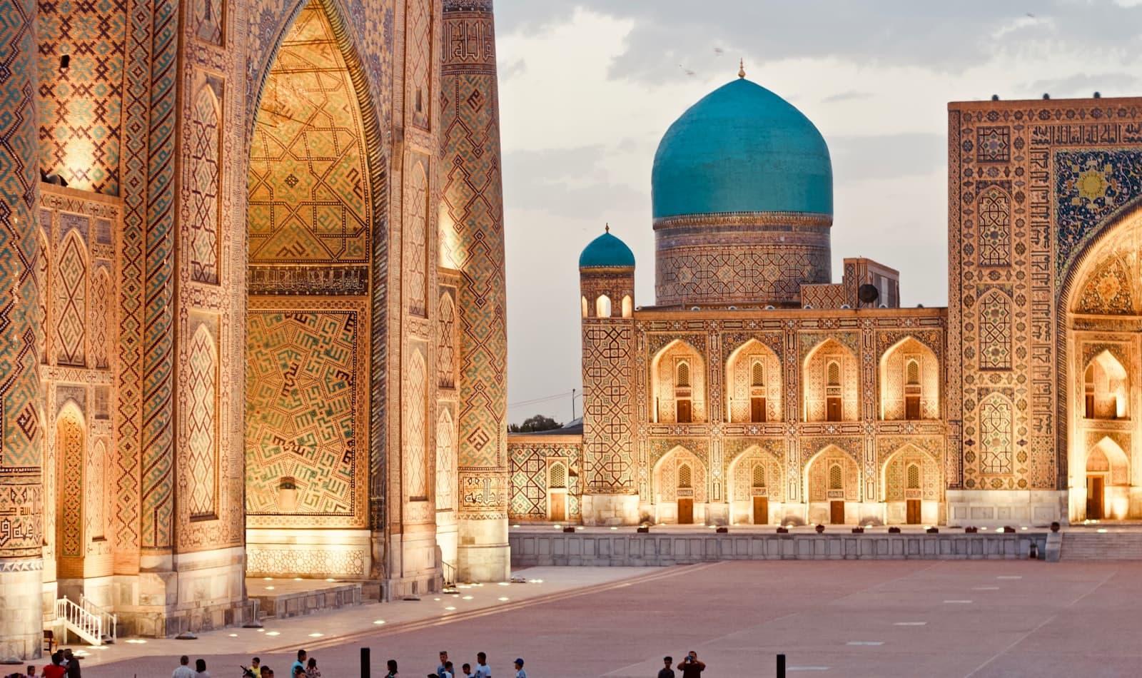 the Registan at dusk, Samarkand